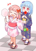 お祭りの蕾ちゃん姉妹