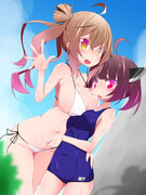 水着ささらちゃんときりたん