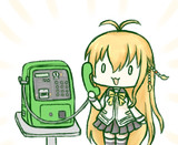 公衆電話を使うマキちゃん