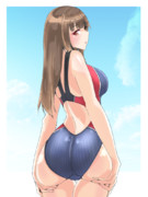 水本ゆかり競泳水着。尻。