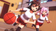 春子さんと市さんバスケを楽しむ