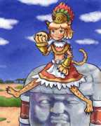 オルメカゆっくり石頭の上に座ってタコスを食べるジャガーガールさん