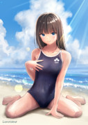 真夏の女の子 スクール水着