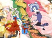 親切なアライさんがオムライスにケチャップをたくさんサービスしてくれる