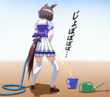 ホースでバケツに水入れてるだけの絵