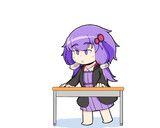 机をピアノに見立てるゆかりさん