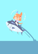 マグロを乗りこなす フクちゃん