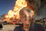 仕事中に厨房が大爆発したため視聴者に急遽無事を報告するカツドンさん
