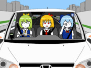 車で小旅行する三人娘