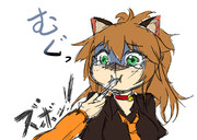 お肉をお見舞いされるネコ耳さん