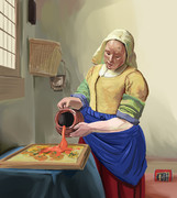 名画にトマトスープを注ぐ女