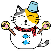 ねこ雪だるま　クリスマス
