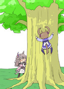 アキュートさんが育てた木に登るファル子