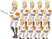 解説する弦巻マキ　立ち絵素材（メガネ＆制服着用）