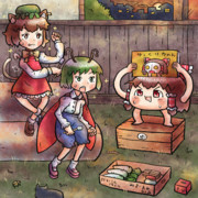 紙芝居を見る橙さんとリグルさん