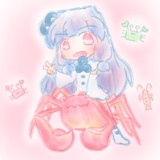 カニに騎乗する葵ちゃん