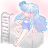 スク水でプールサイドに来たけど水は抜かれてた