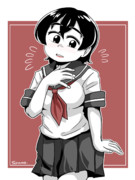 セーラー服に挑戦する太眉隊長ちゃん