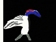 黒い壁にクレヨンで鳥を描いてみた