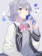 ヨーグルト吸引中