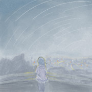 寝る前に夜空を眺めるつづみさん