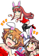 うさシス年賀状②黒ストッキングバージョン