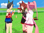 ソフト障害レースの練習をする3人