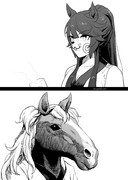 【ウマ娘】真面目な表情で羽子板勝負をするブライアンとマヤノ