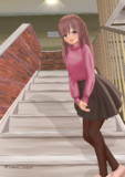 この階段を上がって左が私の家です