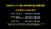 『2022年コメント職人MVP選手権』②年間投下CA数部門結果