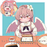 シャリとのりでロールケーキを作り始めたミカに甘々ナギサちゃん。