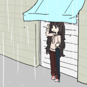 雨宿りする