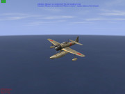 村櫛海水浴場を飛行中の二式水上戦闘機