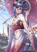 梅と着物とフラッシュさん