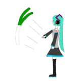 ネギを投げる初音ミク
