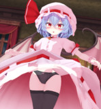 風魔法でスカートめくられるレミリア