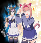 真似するウララ