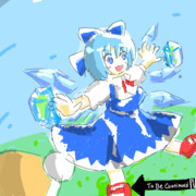 カエルを凍らせて遊ぶチルノ