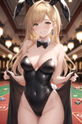 AIで裏カジノに誘う小悪魔バニーガールジータちゃん・セミロングウルフカットバージョンを生成した