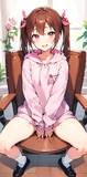 ピンク色のパーカーを着たツインテールの女の子