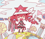 フランスパンのぼりを持つテトさん