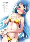恥ずかしがる金ビキニ五月雨ちゃん