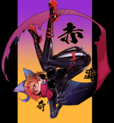 ばんきっきにぴっちりなラバースーツを着せた