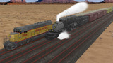 荒野を走るマレー式蒸気機関車