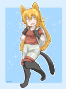 かばんちゃんの格好をしたネコネイビーのユージン