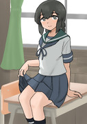 Isonami, Kancolle, Classroom, Sitting, Seiso