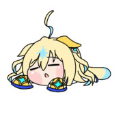 寝そべりユニちゃん　こめくいてー