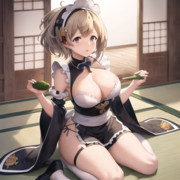 AIイラストで和服メイドのジータちゃんを生成してみた