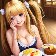 金髪の少女と朝食