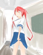 スカートが気になり大人しくなってるイムヤ